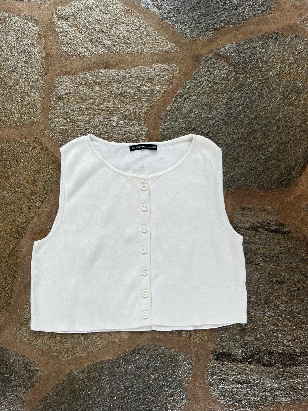 Reformation Button Down Sleeveless Crop Knit
